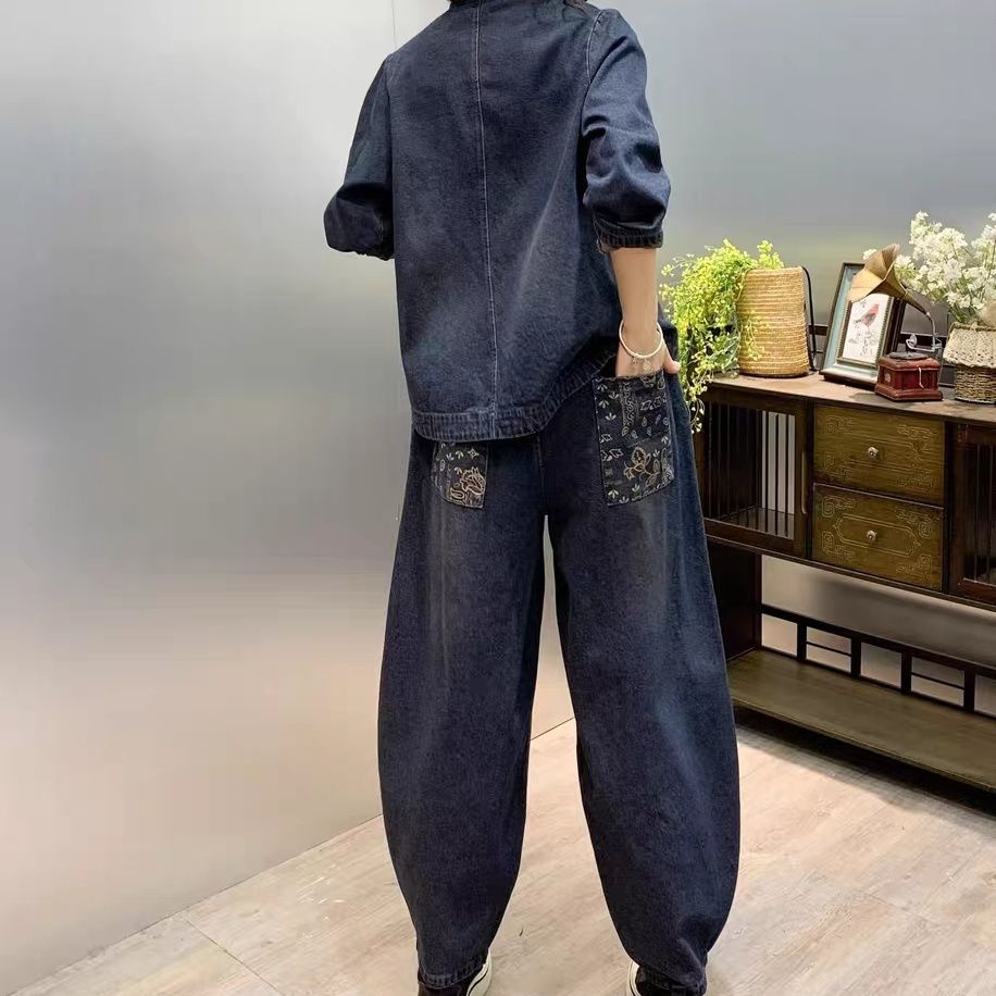 Vintage ปุ่มหลวมปักดอกไม้ Deni - Embroidery On Jeans บทวิจารณ์และราคา