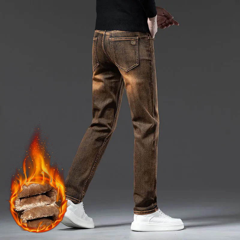 กางเกงยีนส์ผู้ชายฤดูหนาวใหม่ บ - Embroidery On Jeans บทวิจารณ์และราคา