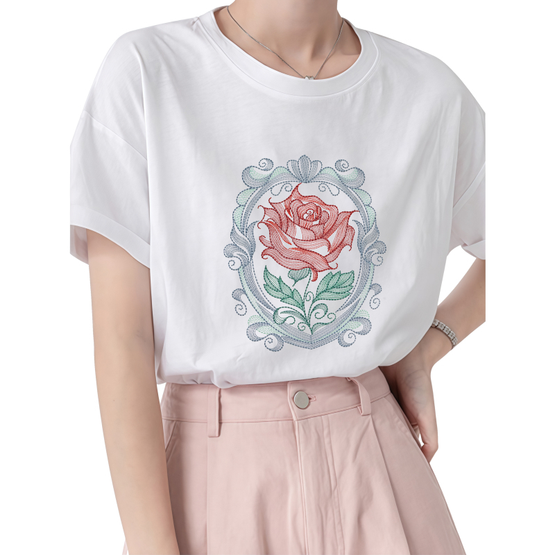 แผ่นปะลายดอกกุหลาบขนาด 22 ซม.  - Embroidery Effect Canva บทวิจารณ์และราคา