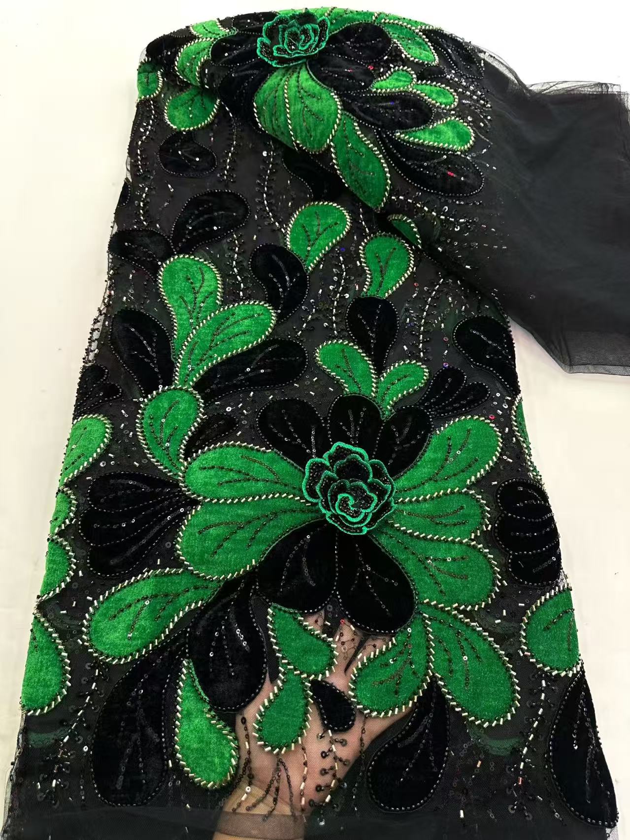 ล่าสุดผ้าลูกไม้กำมะหยี่แอฟริกั - Velvet Fabric Embroidery บทวิจารณ์และราคา