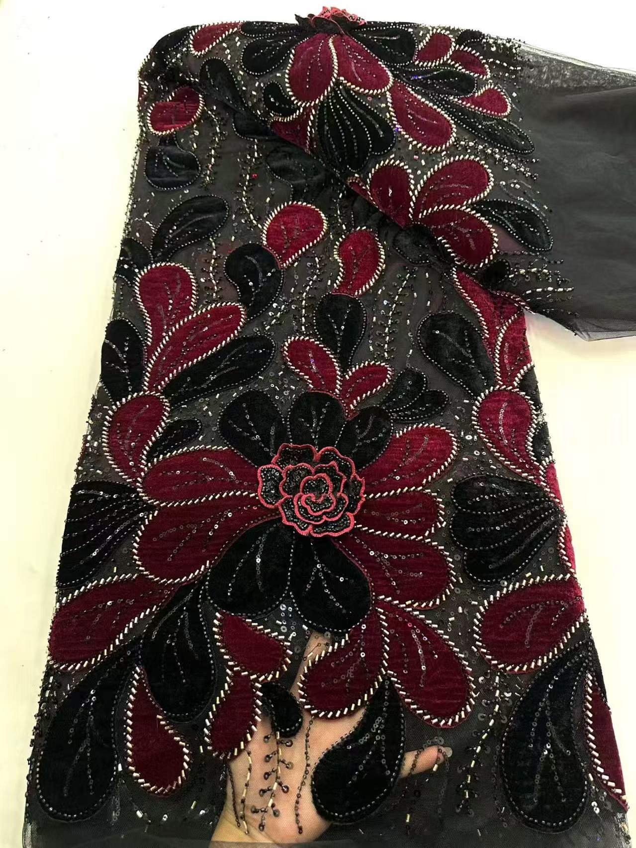 ล่าสุดผ้าลูกไม้กำมะหยี่แอฟริกั - Velvet Fabric Embroidery บทวิจารณ์และราคา