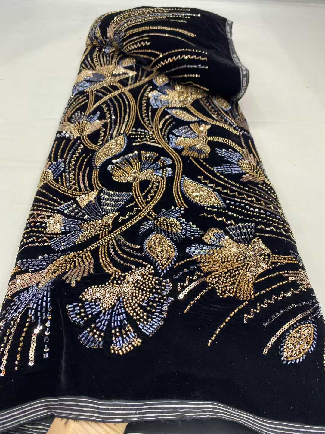 ผ้าลูกไม้กำมะหยี่แอฟริกันแบบให - Velvet Fabric Embroidery บทวิจารณ์และราคา