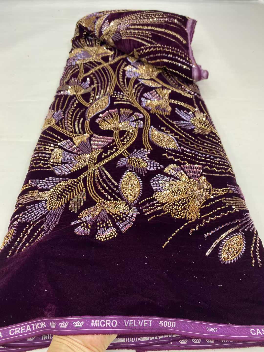 ผ้าลูกไม้กำมะหยี่แอฟริกันแบบให - Velvet Fabric Embroidery บทวิจารณ์และราคา