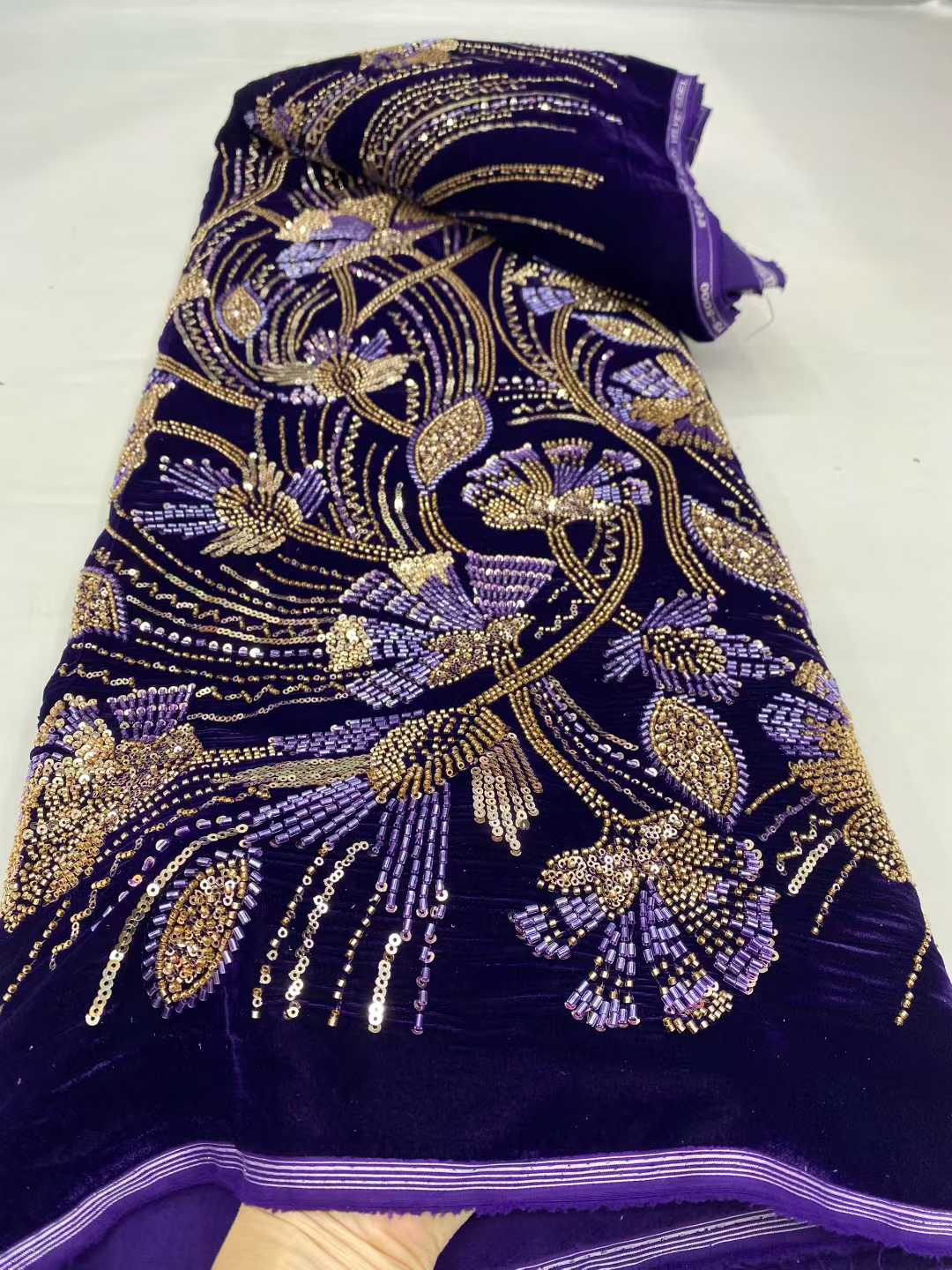 ผ้าลูกไม้กำมะหยี่แอฟริกันแบบให - Velvet Fabric Embroidery บทวิจารณ์และราคา