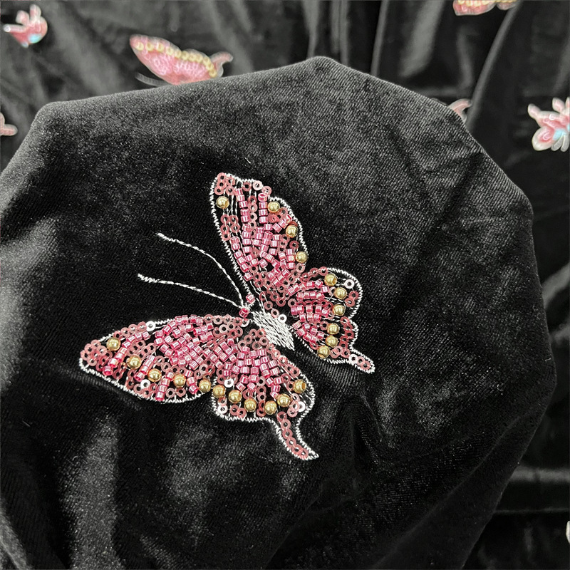 ผ้ากำมะหยี่สีดำเนื้อนุ่ม พร้อม - Velvet Fabric Embroidery บทวิจารณ์และราคา