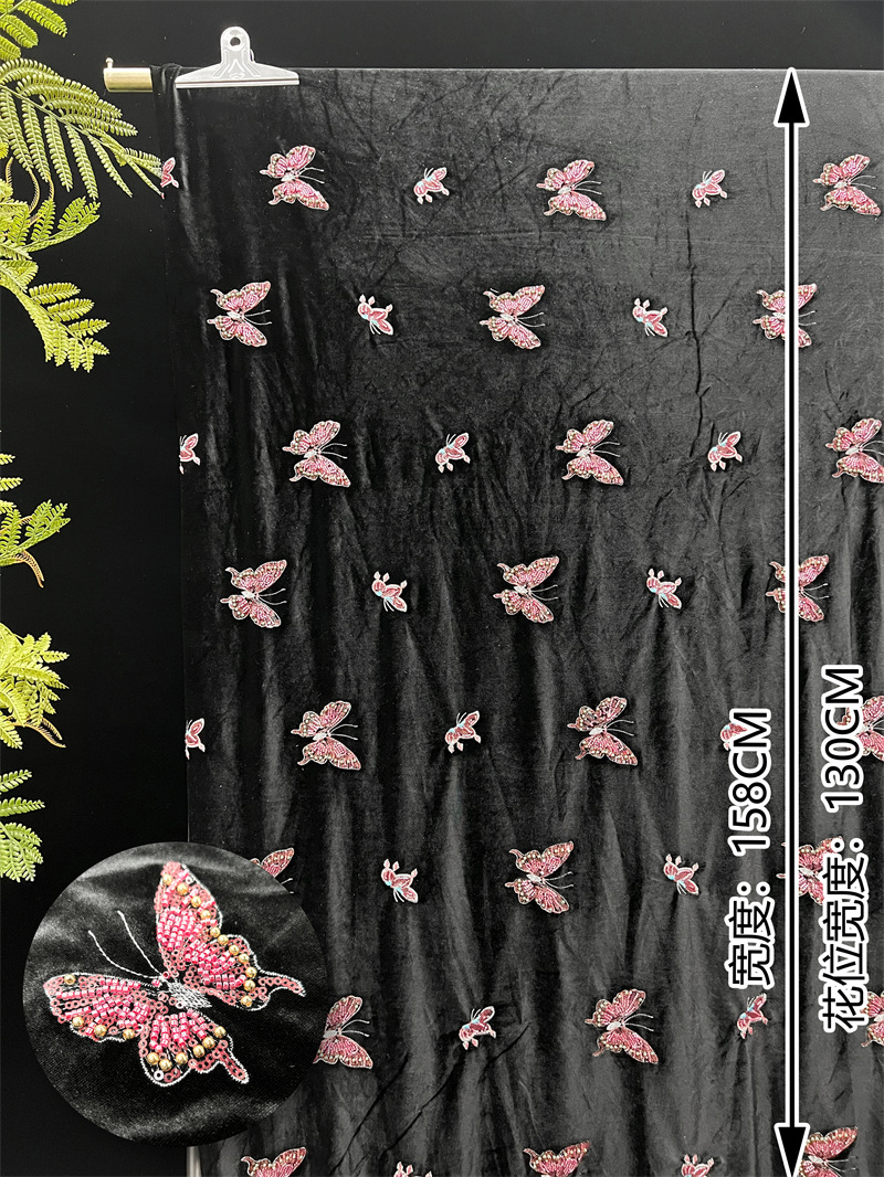 ผ้ากำมะหยี่สีดำเนื้อนุ่ม พร้อม - Velvet Fabric Embroidery บทวิจารณ์และราคา