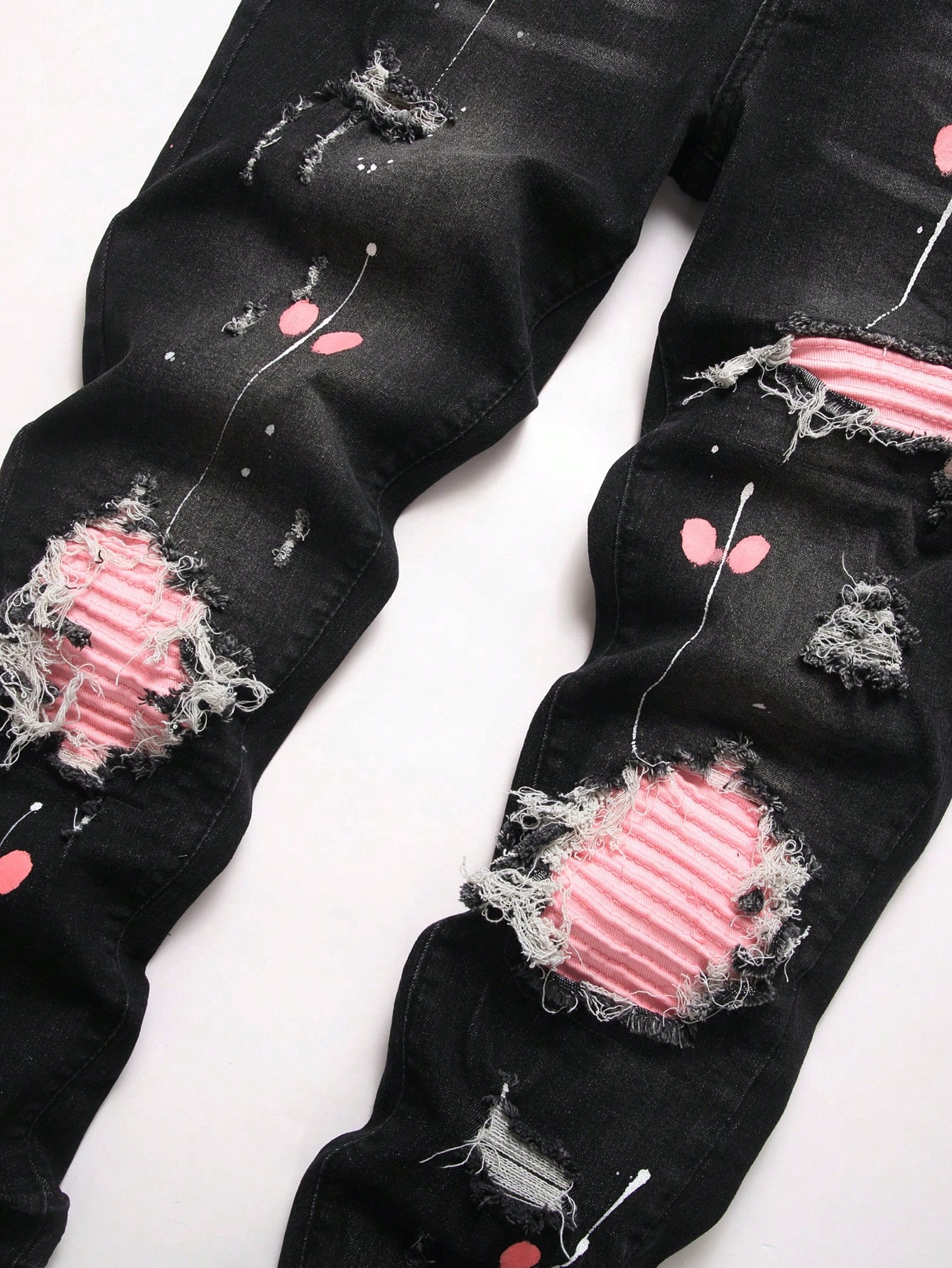 กางเกงยีนส์เดนิมขาดทรงสกินนี่ส - Embroidery On Jeans บทวิจารณ์และราคา