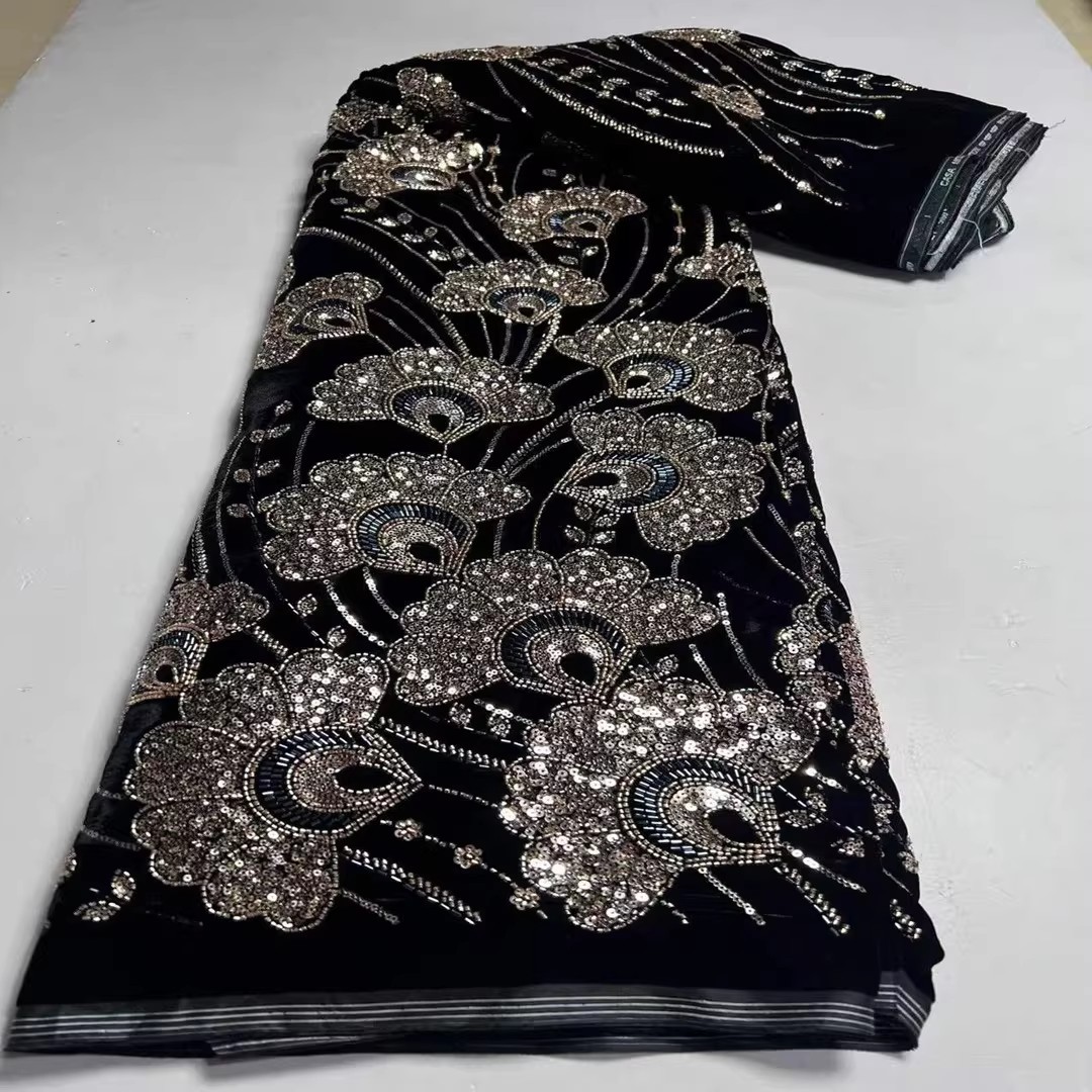 ผ้ากำมะหยี่ใหม่ 5 หลา ประดับเล - Velvet Fabric Embroidery บทวิจารณ์และราคา