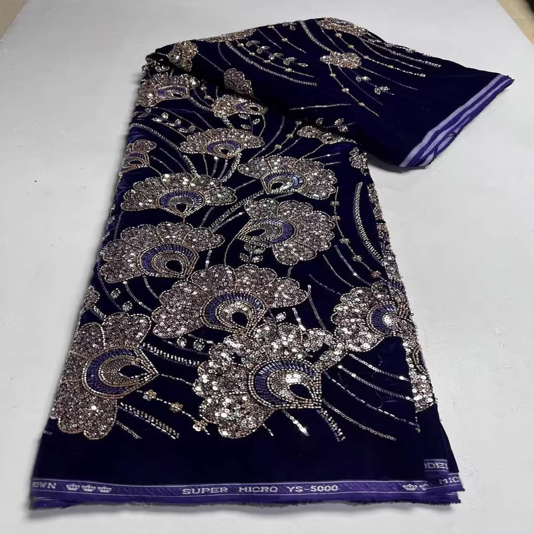 ผ้ากำมะหยี่ใหม่ 5 หลา ประดับเล - Velvet Fabric Embroidery บทวิจารณ์และราคา