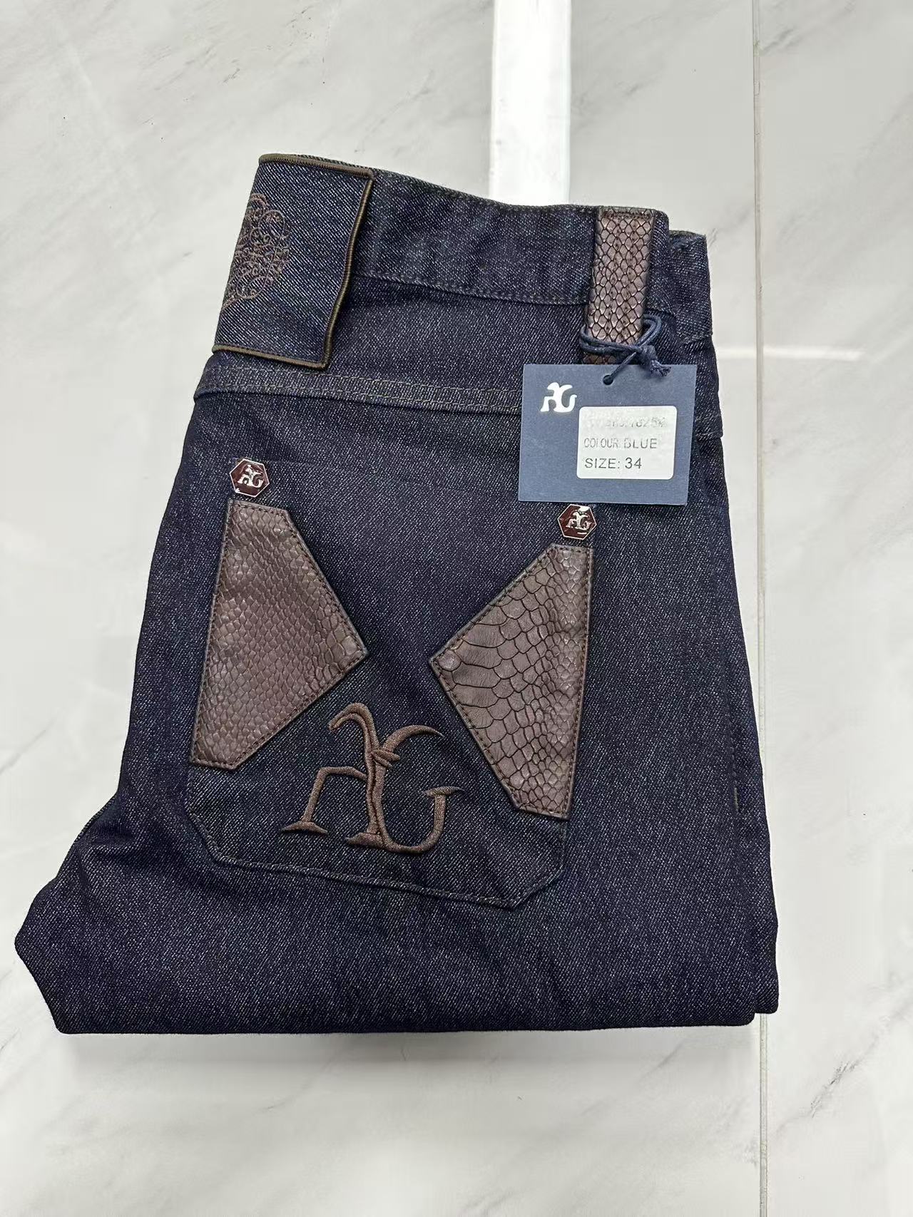 กางเกงยีนส์ผ้าฝ้ายหนาสำหรับผู้ - Embroidery On Jeans บทวิจารณ์และราคา