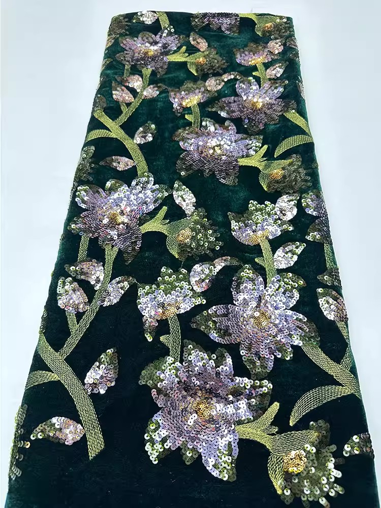 ผ้ากำมะหยี่สไตล์เรโทร 1 หลา งา - Velvet Fabric Embroidery บทวิจารณ์และราคา