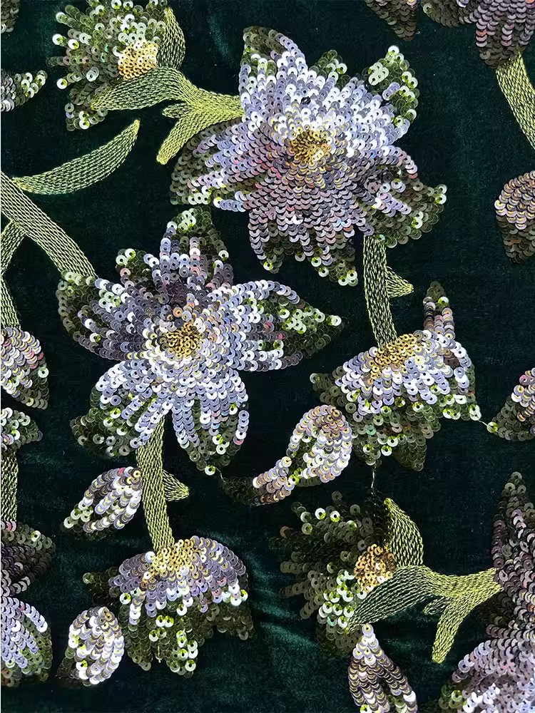 ผ้ากำมะหยี่สไตล์เรโทร 1 หลา งา - Velvet Fabric Embroidery บทวิจารณ์และราคา